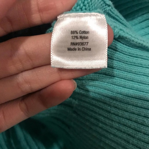 St. John's Bay Knitting Sweater V-Neck Teal Blue - Picture 7 of 9